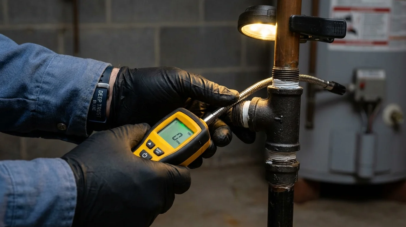 Gas leak detection with electronic sniffer by Johns Plumbing LLC in Kelso